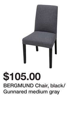 Ikea Bergmund chair, black/gunnared medium gray offer