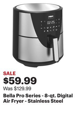 Best Buy Bella pro series - 8-qt. digital air fryer - stainless steel offer