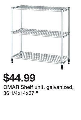 Ikea Omar shelf unit, galvanized, 36 1/4x14x37 " offer
