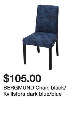 Ikea Bergmund chair, black/kvillsfors dark blue/blue offer