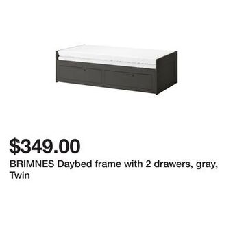Ikea Brimnes daybed frame with 2 drawers, gray, twin offer