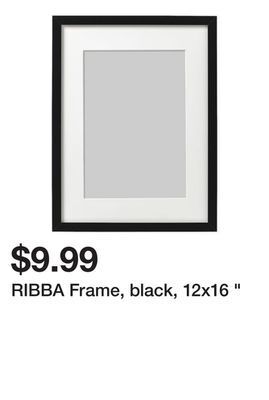 Ikea Ribba frame, black, 12x16 " offer