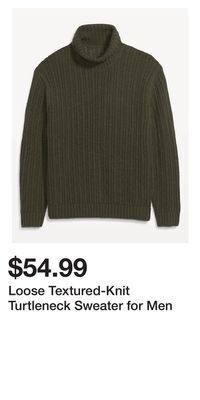 Old Navy Loose textured-knit turtleneck sweater for men offer