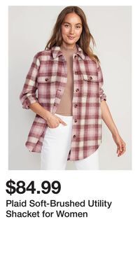 Old Navy Plaid soft-brushed utility shacket for women offer