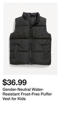 Old Navy Gender-neutral water-resistant frost-free puffer vest for kids offer