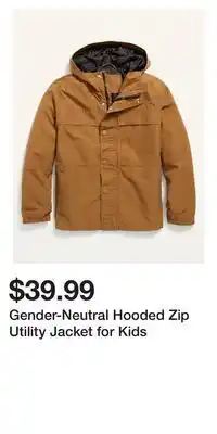 Old Navy Gender-neutral hooded zip utility jacket for kids offer