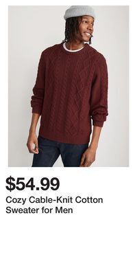 Old Navy Cozy cable-knit cotton sweater for men offer