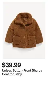 Old Navy Unisex button-front sherpa coat for baby offer