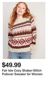 Old Navy Fair isle cozy shaker-stitch pullover sweater for women offer
