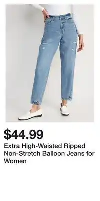 Old Navy Extra high-waisted ripped non-stretch balloon jeans for women offer