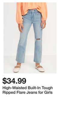 Old Navy High-waisted built-in tough ripped flare jeans for girls offer