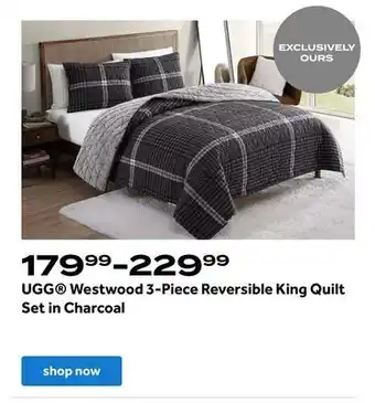 Bed Bath & Beyond Ugg® westwood 3-piece reversible king quilt set in charcoal offer