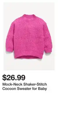 Old Navy Mock-neck shaker-stitch cocoon sweater for baby offer