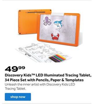 Bed Bath & Beyond Discovery kids™ led illuminated tracing tablet, 34 piece set with pencils, paper & templates offer
