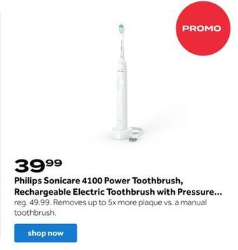 Bed Bath & Beyond Philips sonicare 4100 power toothbrush, rechargeable electric toothbrush with pressure... offer