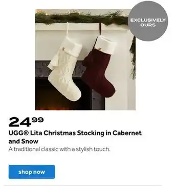 Bed Bath & Beyond Ugg® lita christmas stocking in cabernet and snow offer