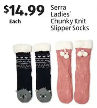 Aldi Serra Ladies' Chunky Knit Slippers Socks offer