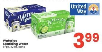 Albertsons Waterloo Sparkling Water 8-pk., 12 oz. cans offer