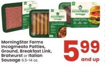 Albertsons MorningStar Farms Incogmeato Patties, Ground, Breakfast Link, Bratwurst or Italian Sausage offer