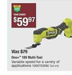 The Home Depot Ryobi one+ 18v multi-tool offer