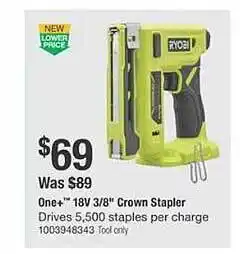 The Home Depot Ryobi one+ 18v 3-8 offer