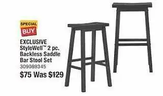 The Home Depot Stylewell 2 pc. backless saddle bar stool set offer