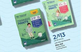 Rite Aid Rite aid jumbo pack training pants offer