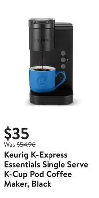 Walmart Keurig k-express essentials single serve k-cup pod coffee maker, black offer