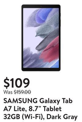 Walmart Samsung galaxy tab a7 lite, 8.7" tablet 32gb (wi-fi), dark gray offer