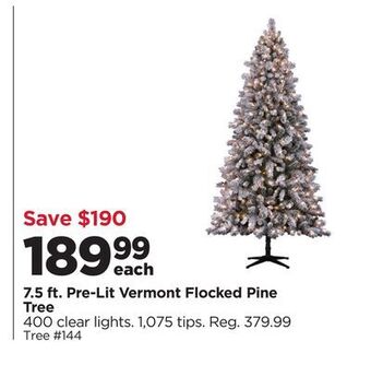 Michaels 7.5 ft. pre-lit vermont flocked pine tree offer