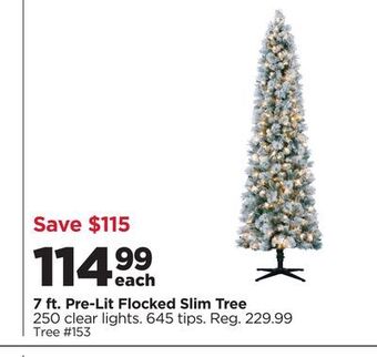 Michaels 7 ft. pre-lit flocked slim tree offer