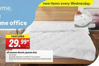 Lidl All Season Duvet,Queen Size offer