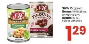 Albertsons S&W Organic Beans 15-15.25 oz. or Heirloom Beans 15 oz. offer