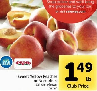 Safeway Sweet Yellow Peaches or Nectarines offer