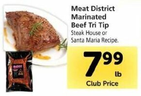 Safeway Meat District Marinated Beef Tri Tip offer