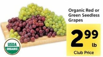 Safeway Organic Red or Green Seedless Grapes offer