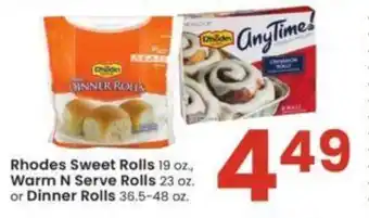 Albertsons Rhodes Sweet Rolls 19 oz. War N Serve Rolls 23 oz. or Dinner Rolls 36.5-48 oz. offer