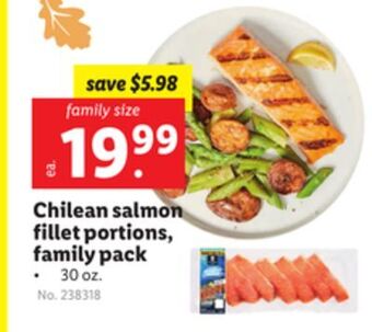 Lidl Chilean salmon fillet portions, family pack offer