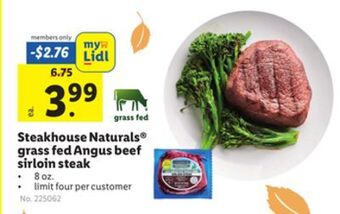 Lidl Steakhouse naturals® grass fed angus beef sirloin steak offer