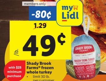 Lidl Shady brook farms® frozen whole turkey offer