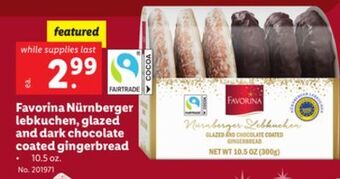 Lidl Favorina nürnberger lebkuchen, glazed and dark chocolate coated gingerbread offer