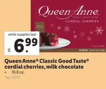 Lidl Queen anne® classic good taste® cordial cherries, milk chocolate offer
