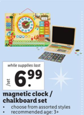 Lidl Magnetic clock/chalkboard set offer