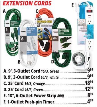 Ocean State Job Lot Extension cords offer