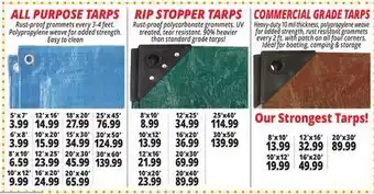 Ocean State Job Lot All purpose tarps, rip stopper tarps, commercial grade tarps offer