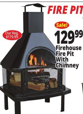 Ocean State Job Lot Firehouse fire pit with chimney offer