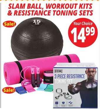 Ocean State Job Lot Slam ball, workout kits & resistance toning sets offer