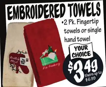Ollie's Embroidered towels offer