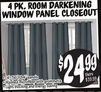Ollie's 4 pk. room darkening window panel closeout offer