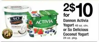 ACME Dannon Activia Yogurt Or So Delicious Coconut Yogurt offer
